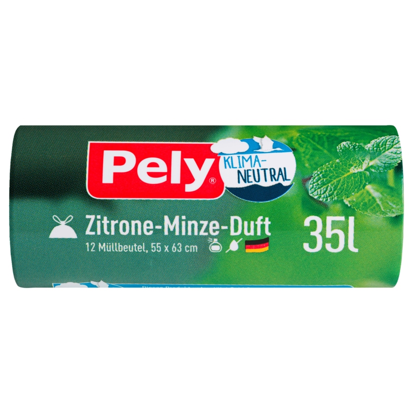 Pely Klimaneutral Müllbeutel Zitrone-Minze-Duft 35l, 12 Stück